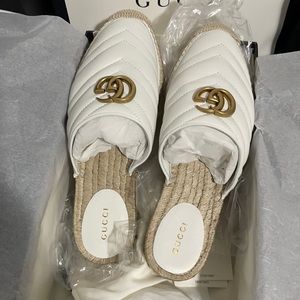 GUCCI GG Marmont Espadrille Mules IT 38 White